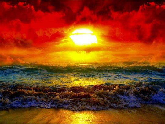 Fire and water sun and ocean